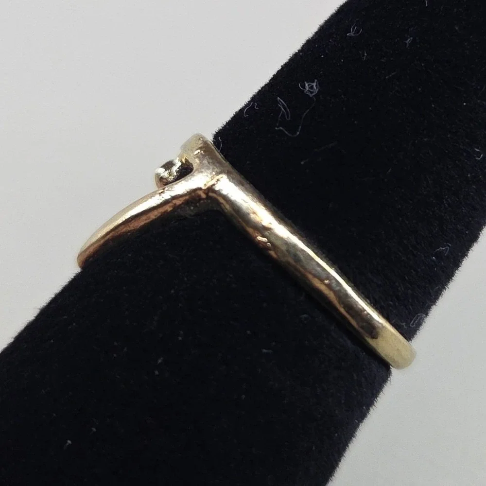 Gold Tone Geometric Open Triangle Ring Minimalist Modern Size 7.5